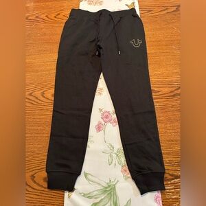 True Religion Black Joggers with Adjustable Waistband and Elastic Cuffs